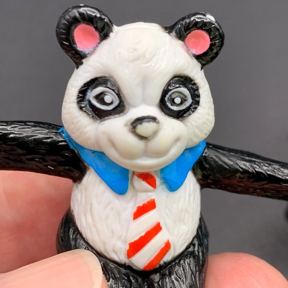 Vintage 1980’s Happy Panda Bear With Red Stripe Tie PVC Figure Cake Toppers - Picture 7 of 11
